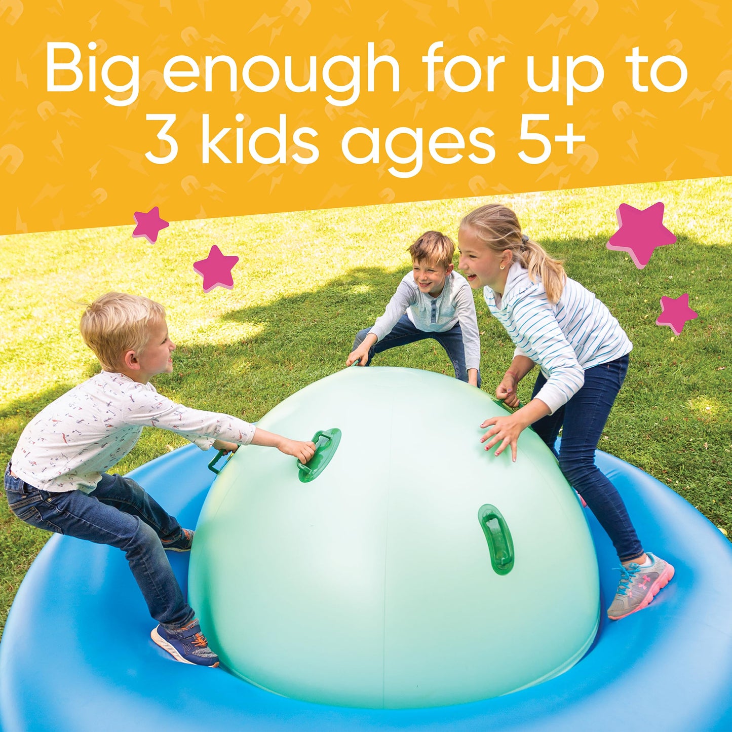 Hearthsong - Balancín inflable de 8 pies con 6 asas, equipo de juego divertido para niños, juguete gigante para actividades de juego al aire última intervensión para niños y niñas a partir de 5 años
