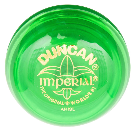 Duncan Imperial Yo-Yo de Cuerdas para Principiantes con Espacio Estrecho para Cuerdas, Eje de Acero, Cuerpo de plástico, Juego de bucles, Varios Colores, Verde