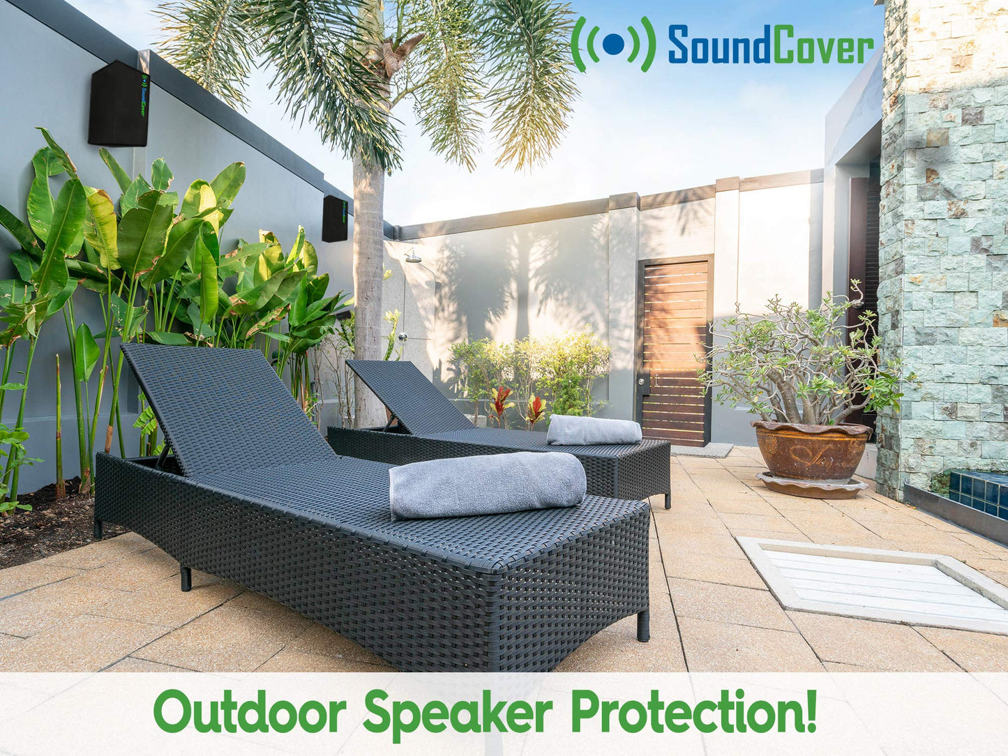 The Original Light - Fundas de altavoces para exteriores para altavoces montados en soporte C, poliéster 210T de alta calidad con revestimiento protector UV plateado, resistente al agua, protección
