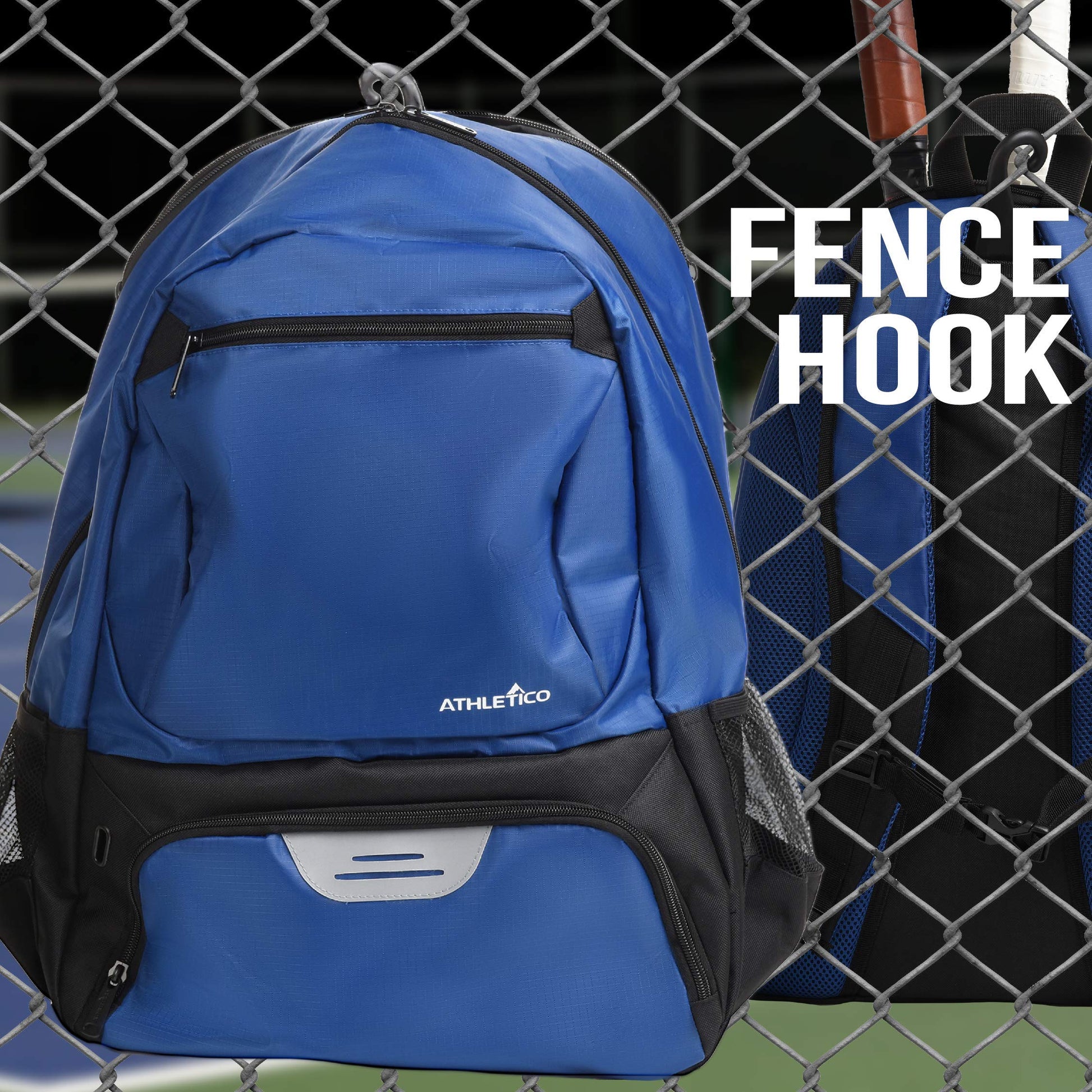 Athletico Premier - Mochila de tenis con compartimento acolchado para 2 raquetas, compartimento separado y ventilado para zapatos, bolsas de tenis para hombres o mujeres, Negro