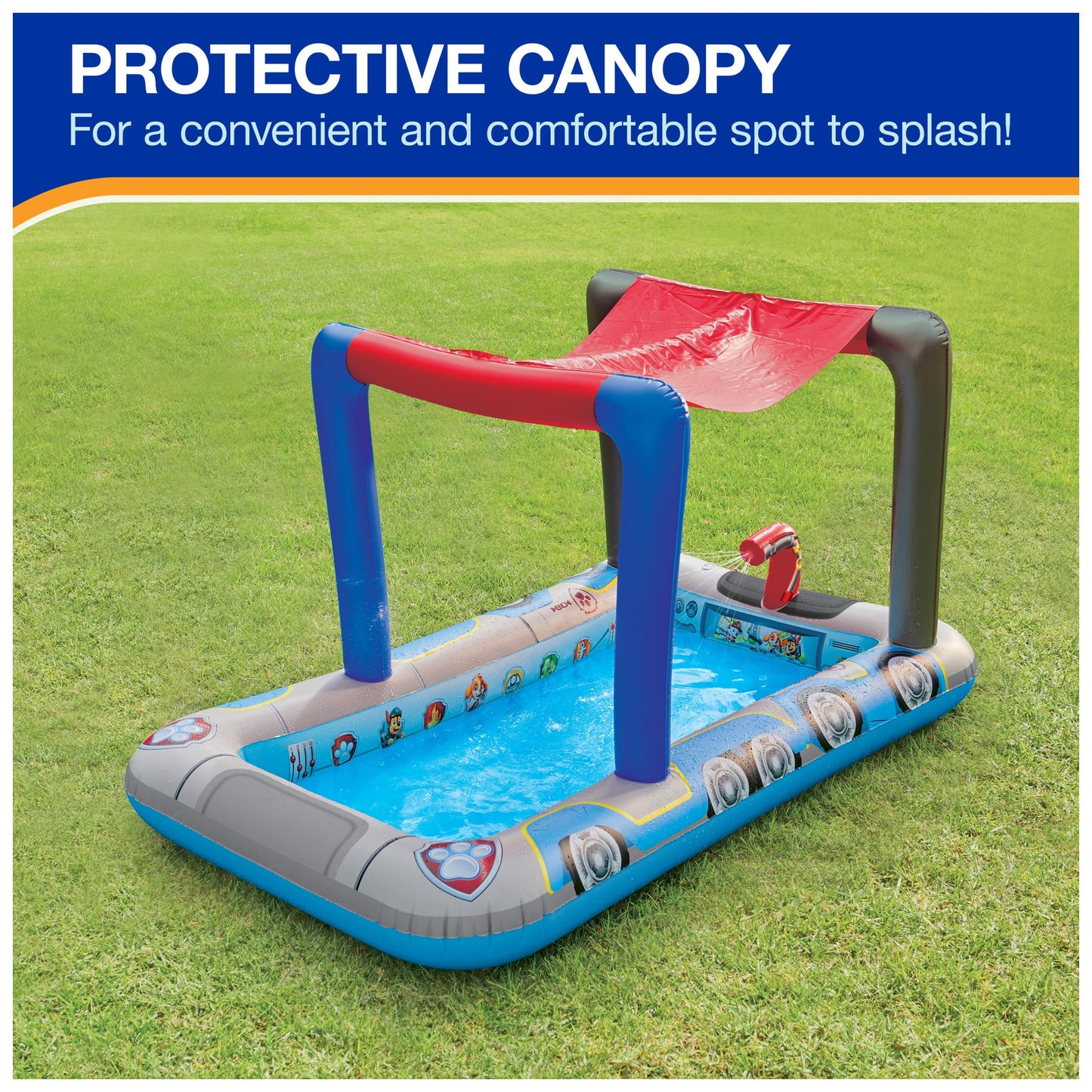 Piscina Inflable de Lujo SwimWays Paw Patrol Azul con Toldo para Niños de 3 Años en Adelante