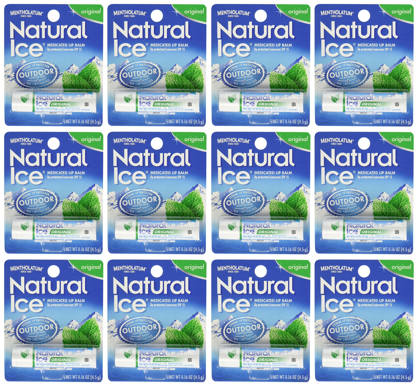 Protector Labial Medicado Mentholatum Natural Ice 12 Unidades