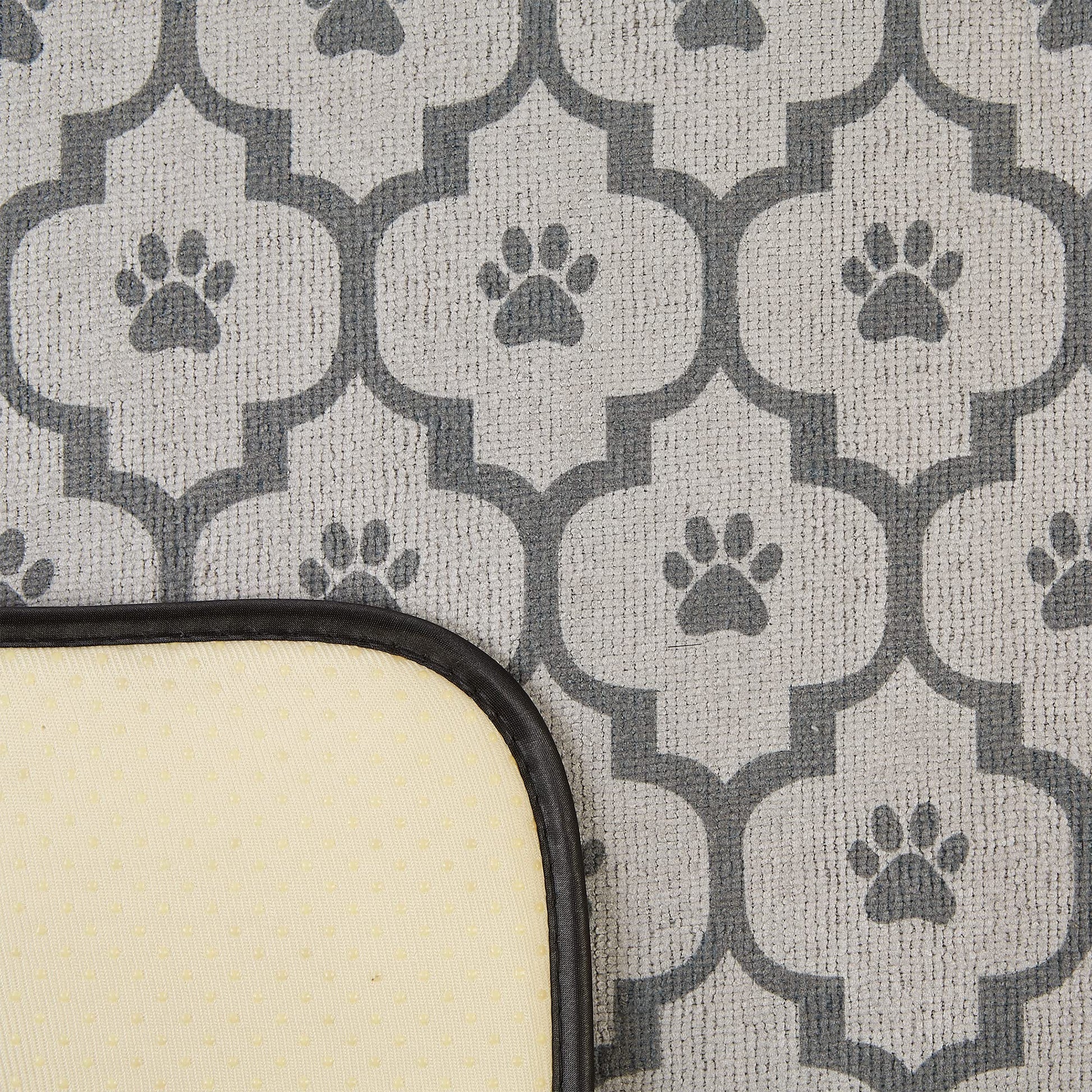 Bone Dry DII Lattice Paw Print Pet Mat for Food, Water, Treats in Microfiber for Maximum Absorbency - Gray,12x18