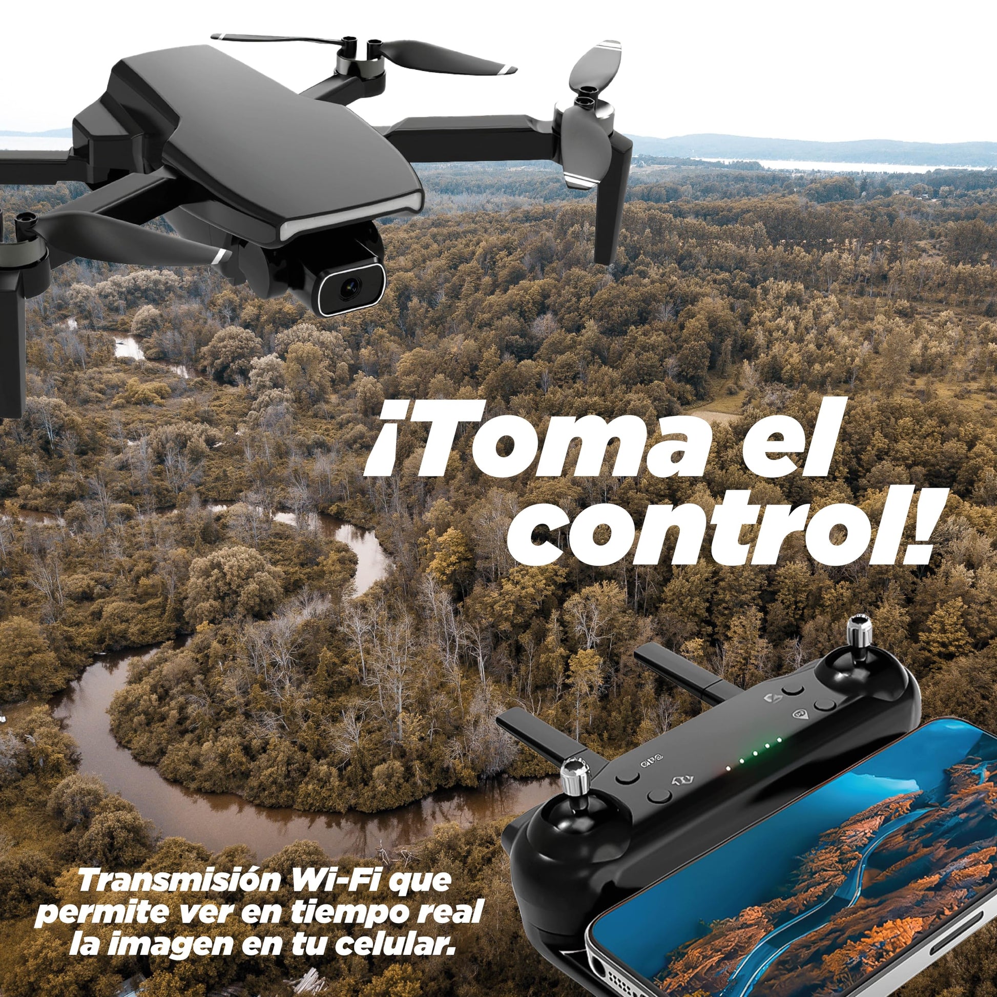 BINDEN - Drone S7 con Cámara 720p y GPS | dron con camara, Detección de Gestos y Obstáculos | WiFi 5G | Vuelo de 20 Min | Incluye Maletín | Compatible con iOS y Android