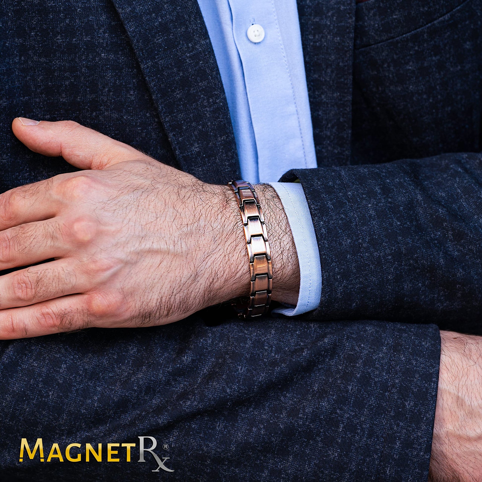 Pulsera de Cobre Puro MagnetRX Marrón Ultra Resistente Estilo Leo para Hombre