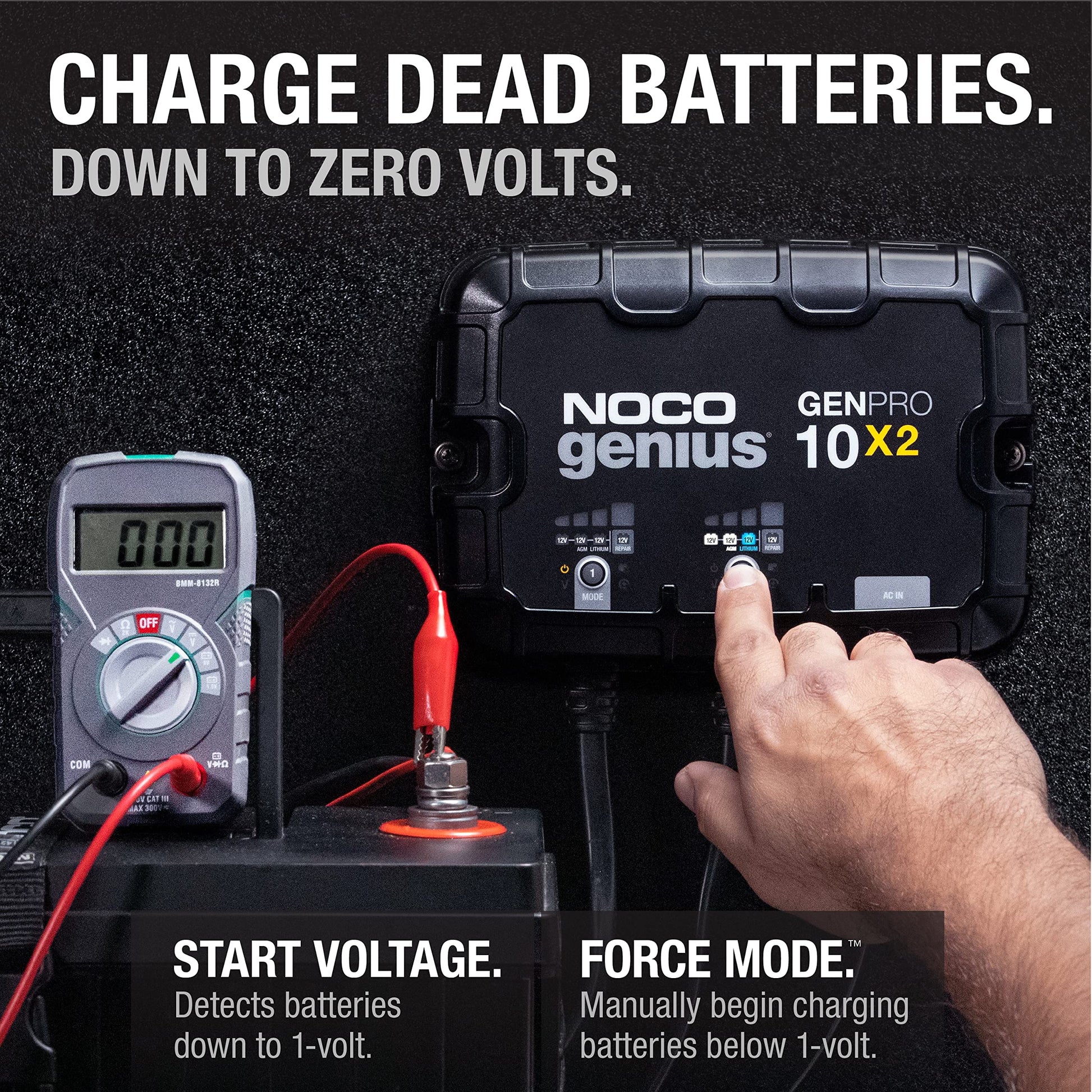 NOCO Genius GENPRO10X2, 2-Bank, 20-Amp (10-Amp per Bank) Fully-Automatic Smart Marine Charger, 12V Onboard Battery Charger, Battery Maintainer and Battery Desulfator with Temperature Compensation