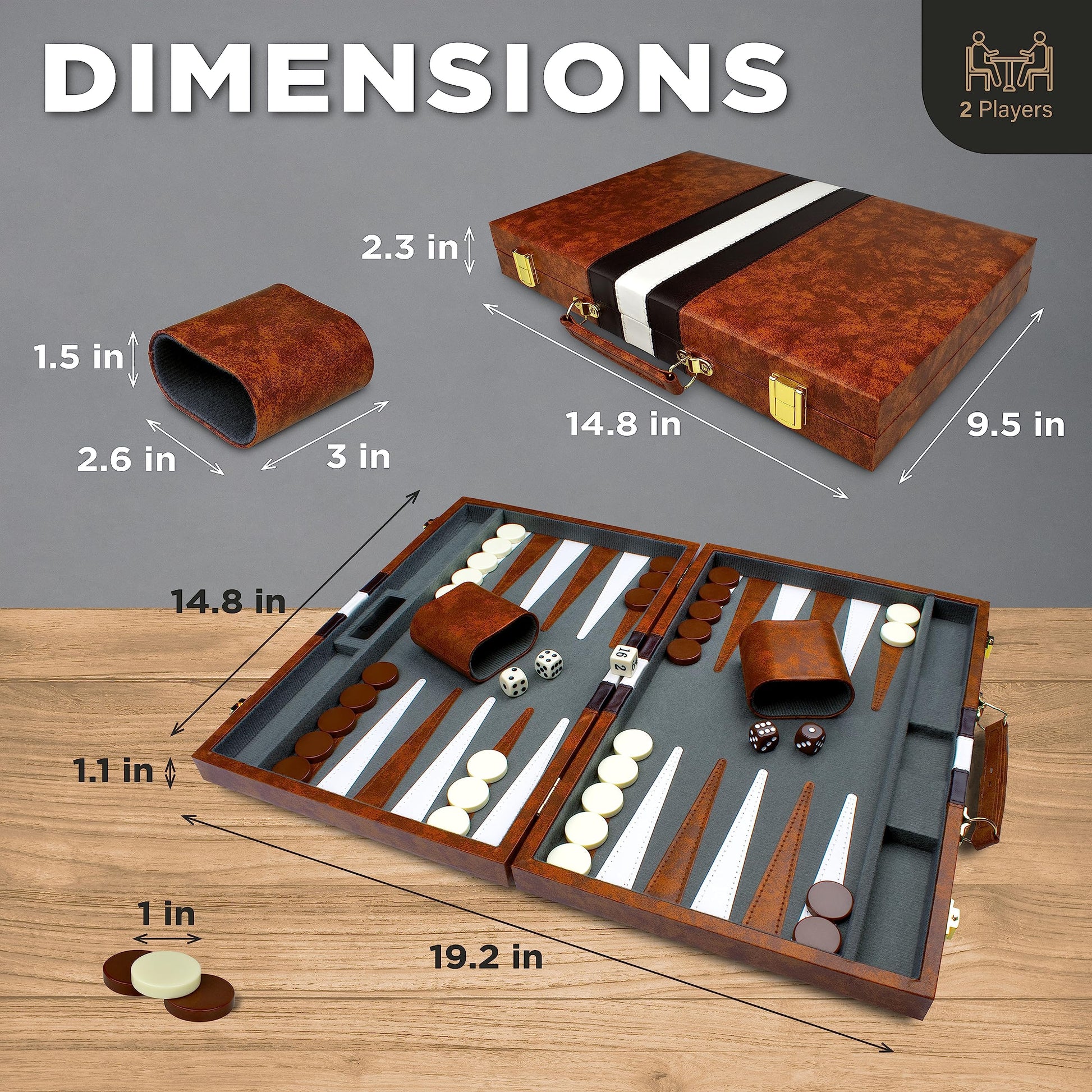Juego de Backgammon Queensell Rojo Viaje para Adultos y Niños