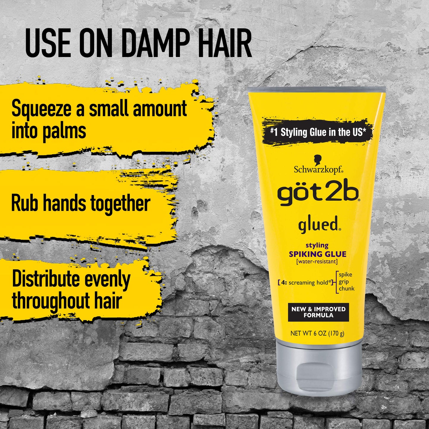 Got2b Pegado Styling Pegamento para el cabello, 6 onzas (recuento de 3)