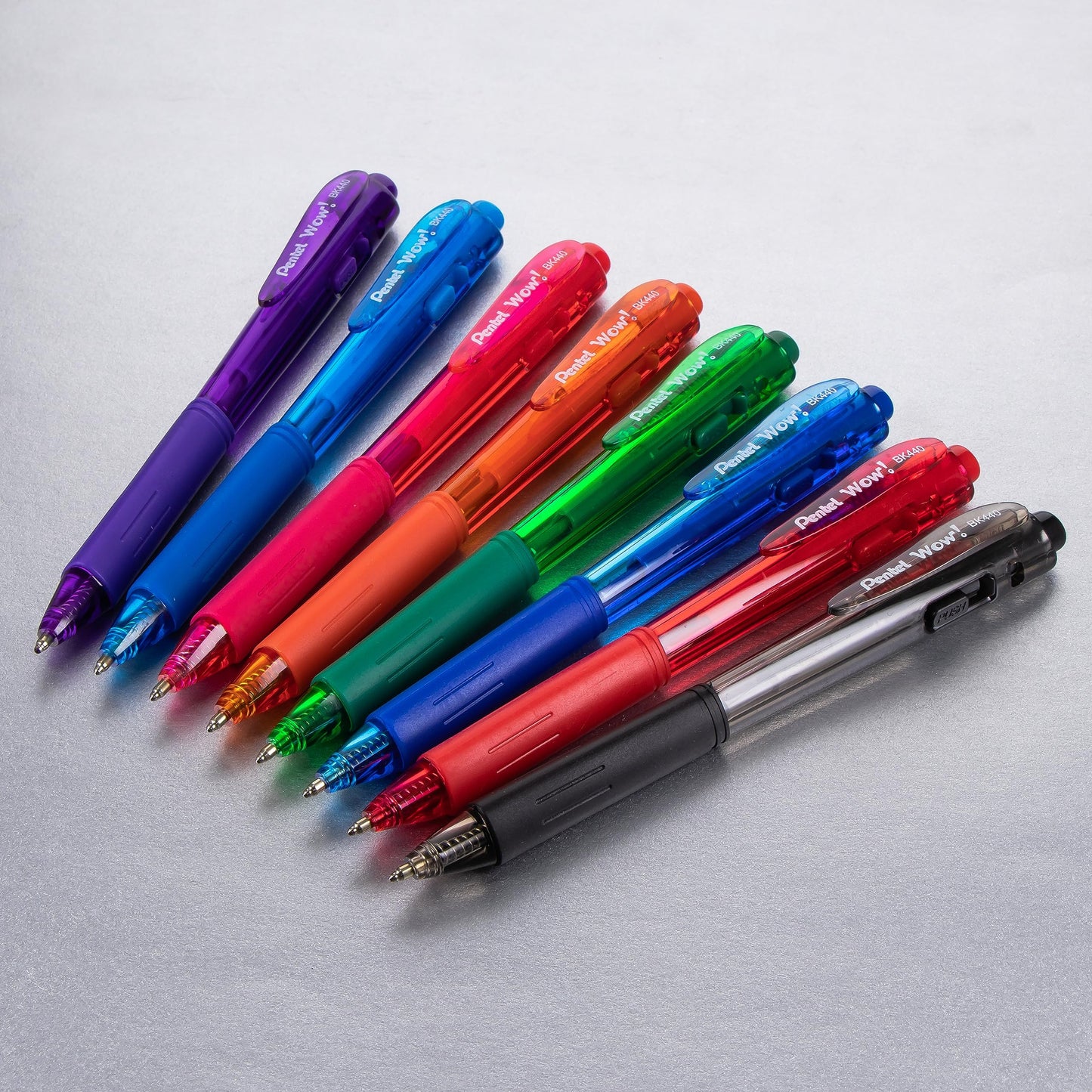 Bolígrafos Retráctiles Pentel WOW Varios Colores Línea Media Paquete de 8