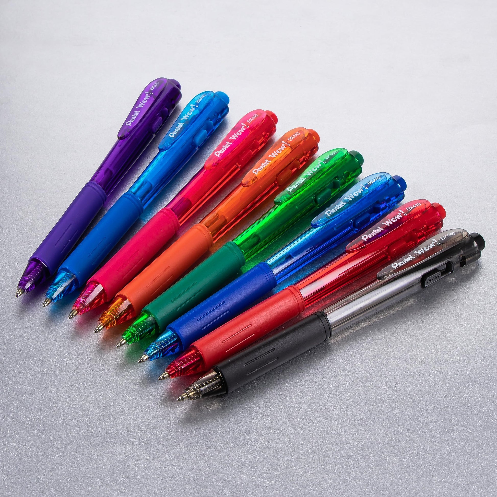 Bolígrafos Retráctiles Pentel WOW Varios Colores Línea Media Paquete de 8