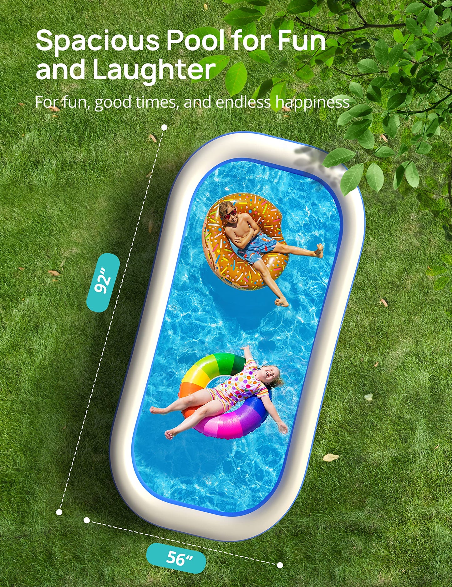 Piscina Inflable Evajoy Azul 92 x 56 x 18 Pulgadas para Niños a Partir de 3 Años