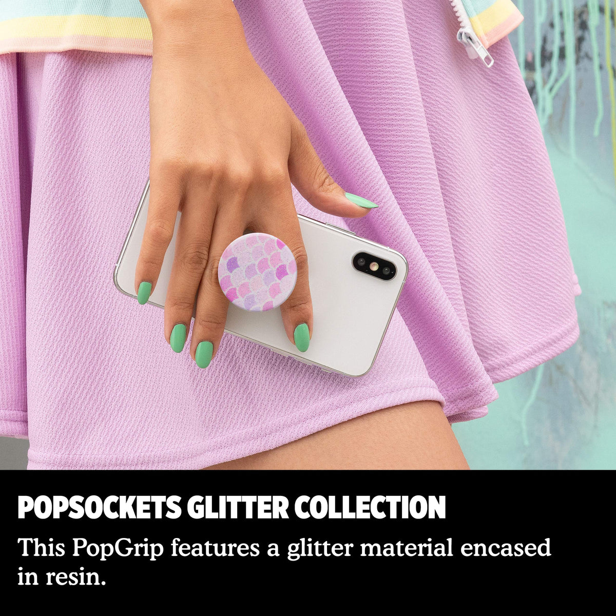Soporte Expandible PopSockets Sirena Purpurina Parte Superior Intercambiable