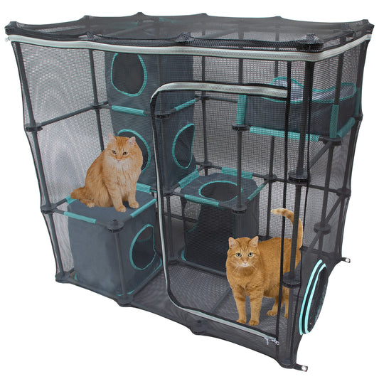 Kitty City - Mega kit de muebles para gatos Claw para interiores y exteriores, cama para gatos, caseta exterior, rascador de gatos corrugado