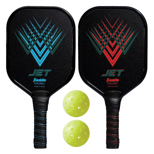 Franklin Sports Juego de Palas de Pickleball + Bolas de Iniciación – 2 Raquetas + 2 Bolas X-40 – Aprobado por Estados Unidos