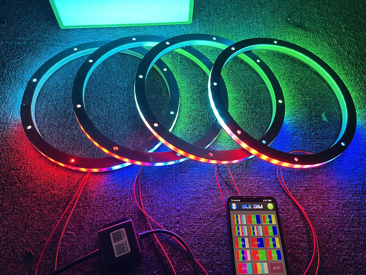 Luz LED de Flujo Intermitente Sando Tech Color de Ensueño 6.5 Pulgadas con Control Remoto y App para Coche y Barco
