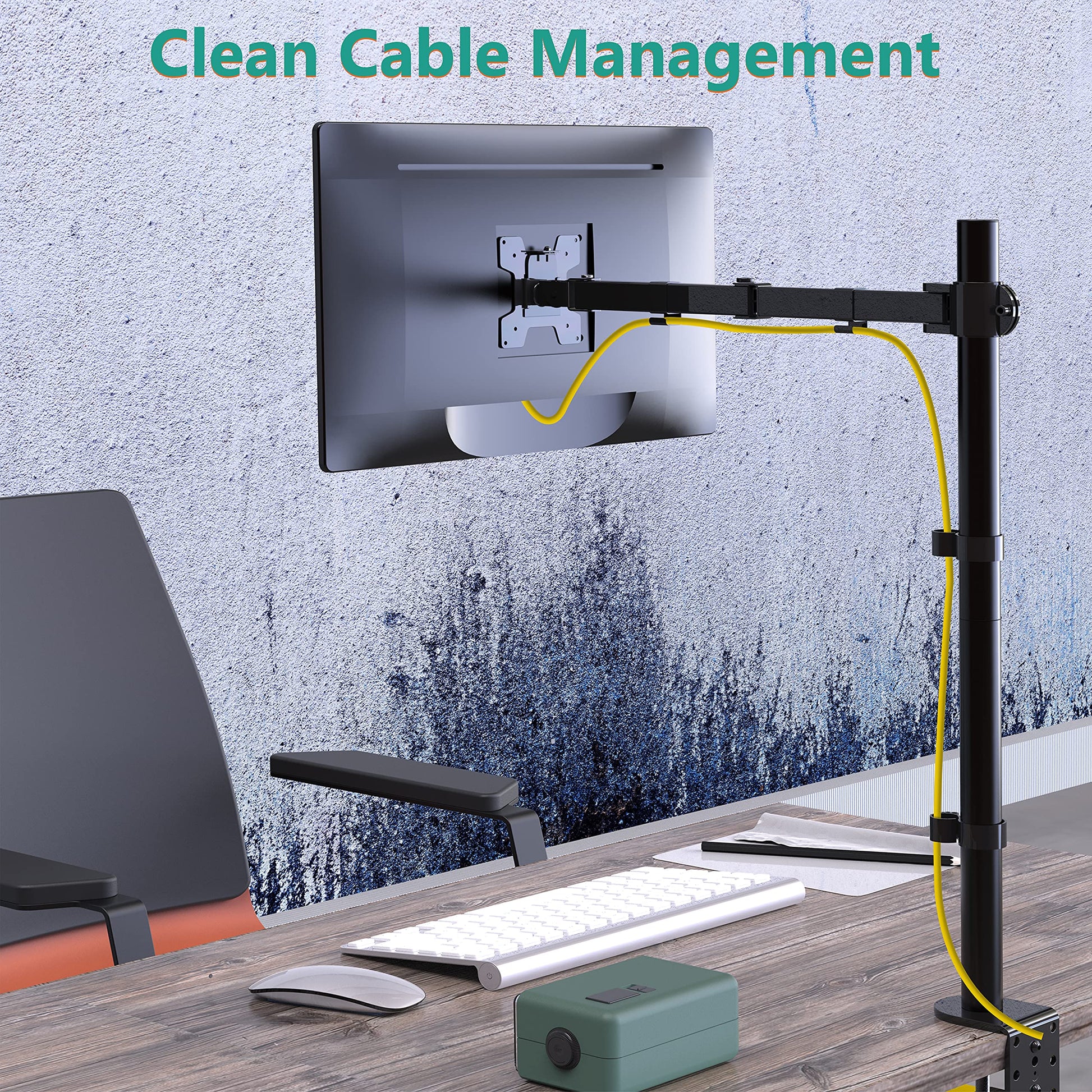 Soporte para Monitor WALI Negro con Ajuste Horizontal y Vertical VESA 75 & 100mm Hasta 32 Pulgadas 10 kg