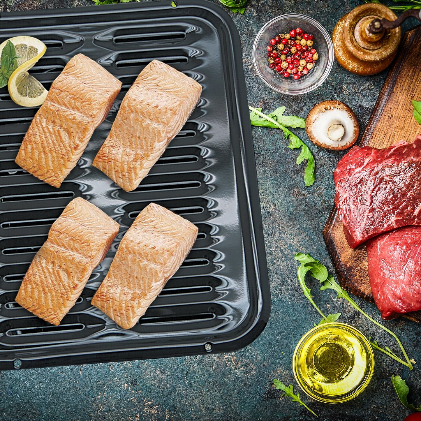 Broiler Pan Range Kleen Porcelana con Parrilla Porcelana