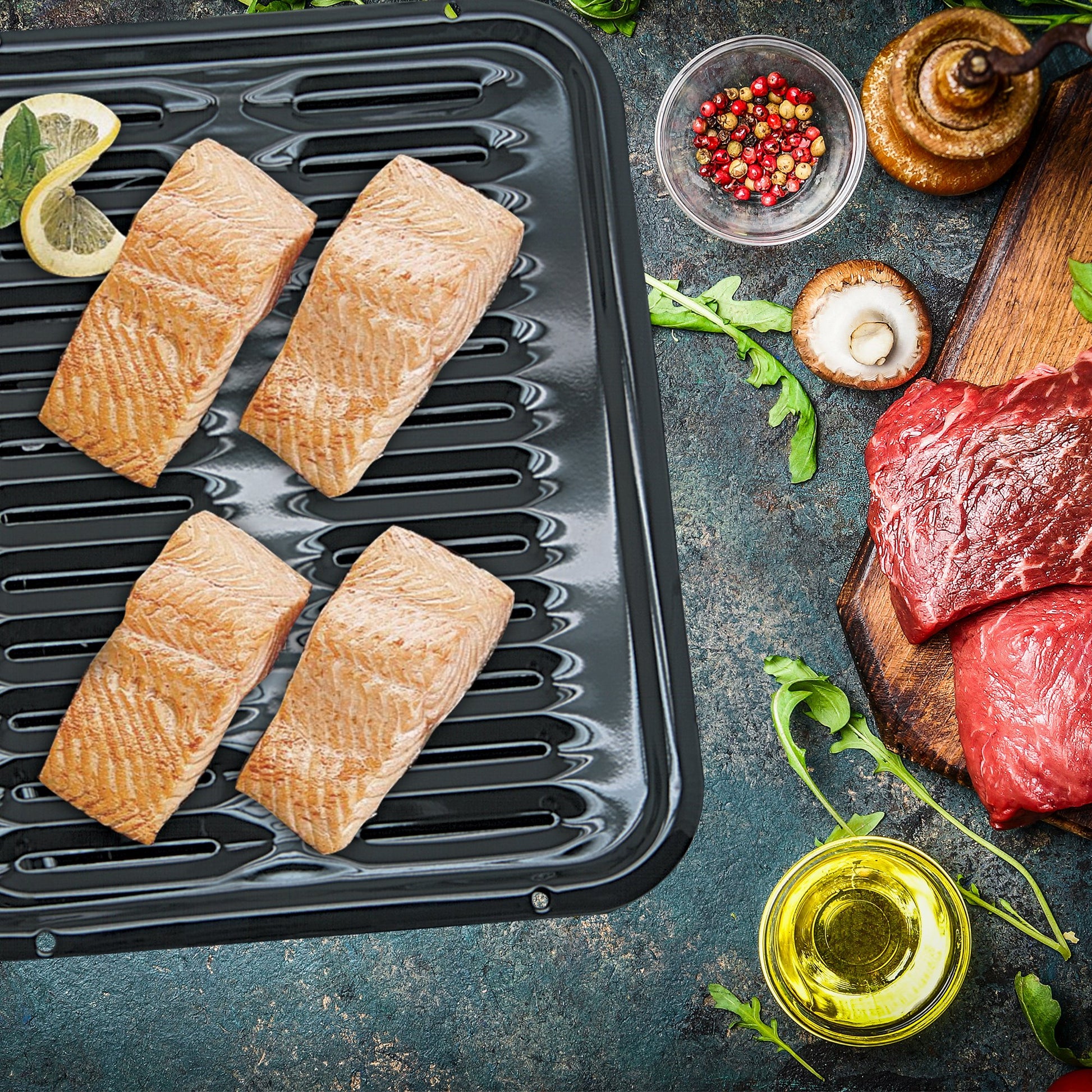 Broiler Pan Range Kleen Porcelana con Parrilla Porcelana