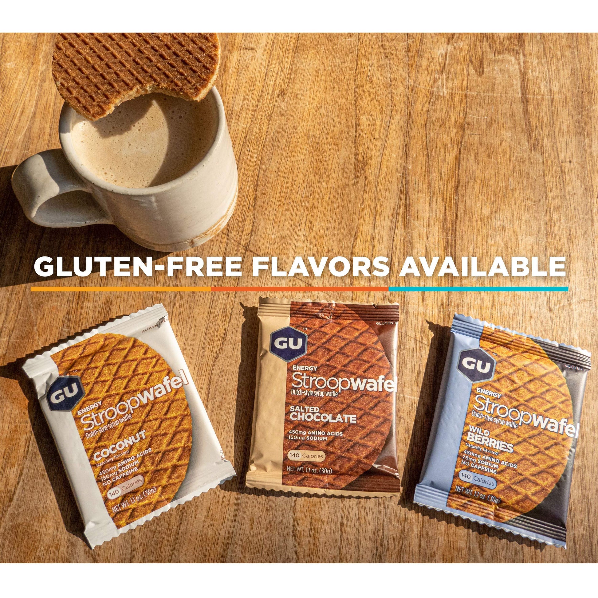GU Energy Stroopwafel, Waffle de Nutrición Deportiva, Coco sin gluten, 16 Piezas