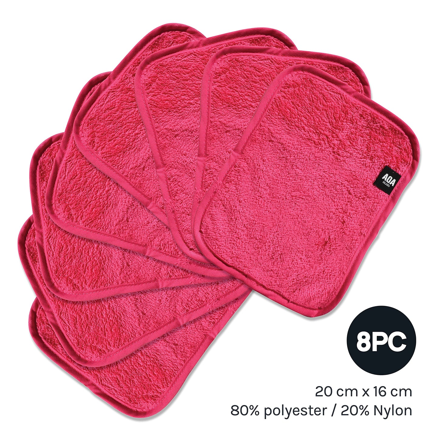 AOA Studio Toallitas faciales de microfibra para eliminar el maquillaje con agua de 7.8 x 6.2 pulgadas, todo tipo de piel e incluso piel sensible (8 paquetes)