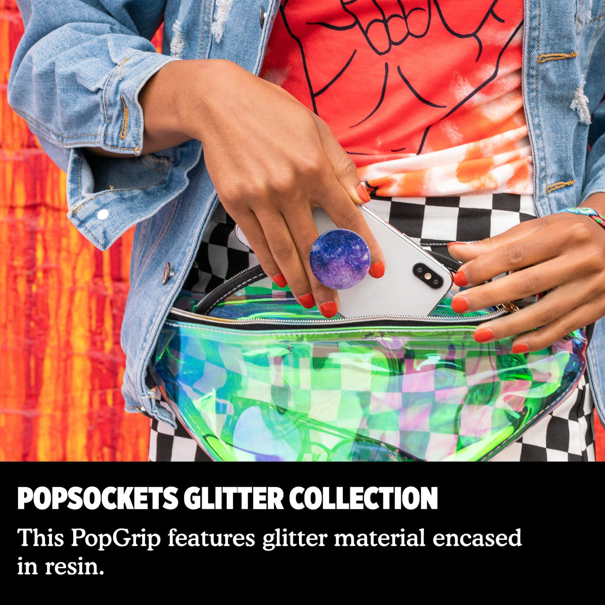 PopGrip Nebulosa con Purpurina PopSockets para Teléfonos y Tabletas con Tapa Intercambiable