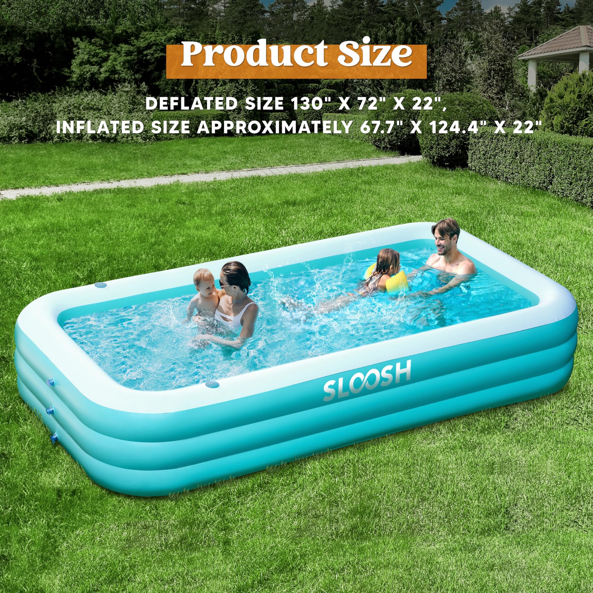 Piscina Inflable Sloosh Azul con Asientos para Verano Familiar