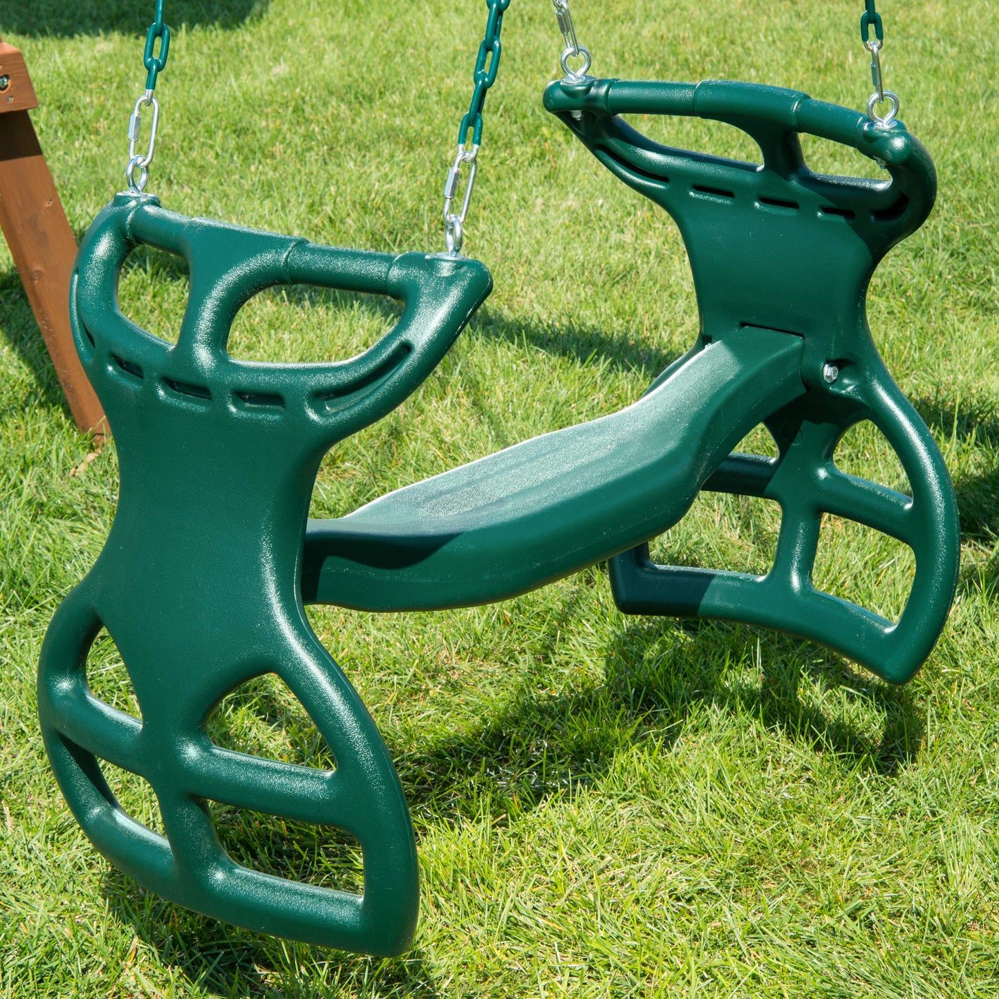 Gorilla Playsets 04-0037-G - Columpio en tándem de Espalda a Espalda, Color Verde, con Revestimiento de plástico Verde, Columpio multiniño
