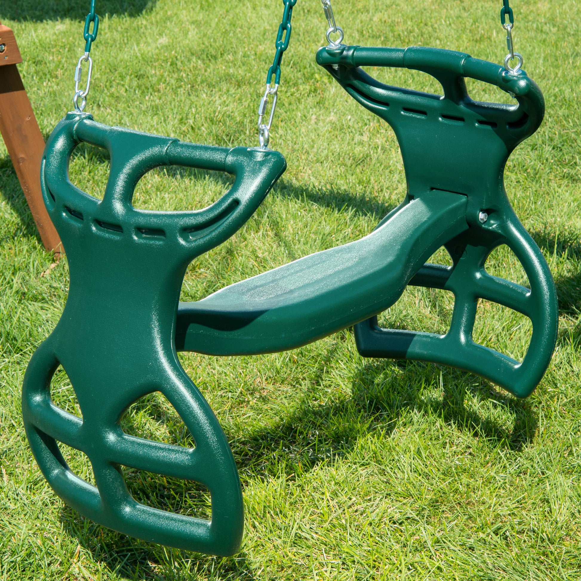 Gorilla Playsets 04-0037-G - Columpio en tándem de Espalda a Espalda, Color Verde, con Revestimiento de plástico Verde, Columpio multiniño