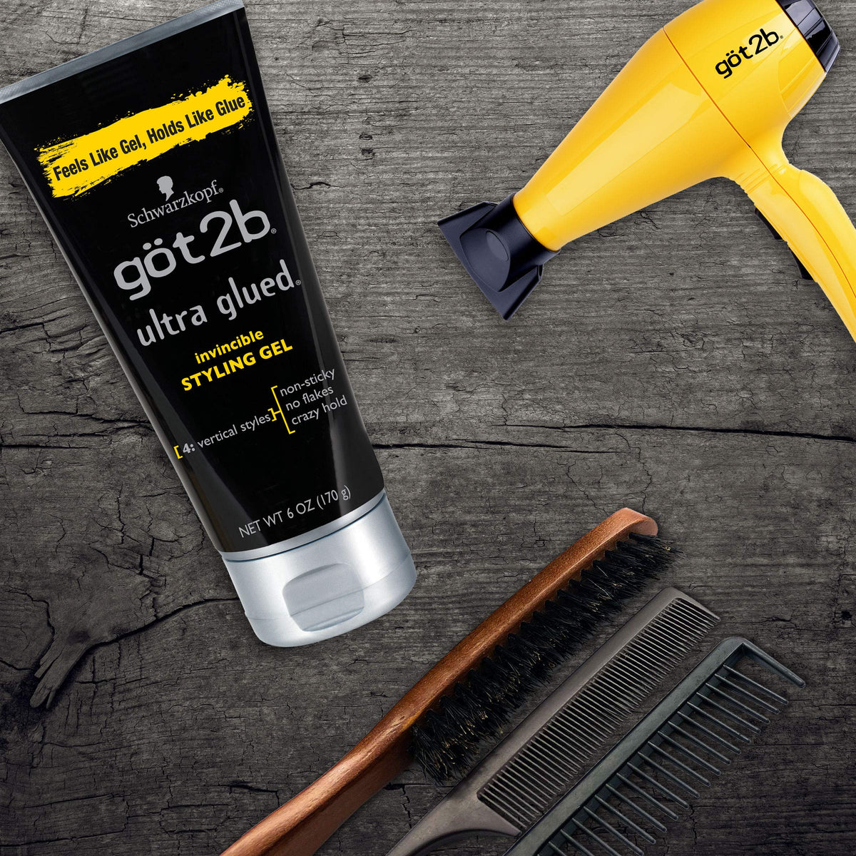 Got2b Ultra Glued Invincible Styling Gel para el cabello, 6 onzas (Paquete de 3)