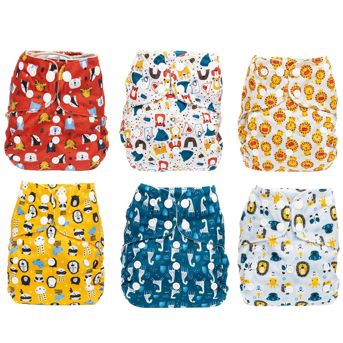 Simple Being - Pañales de tela reutilizables, doble fuelle, talla única, lavable, suave absorbente, cubierta impermeable, respetuoso con el medio ambiente, unisex, bebé niña, niño, seis inserciones de