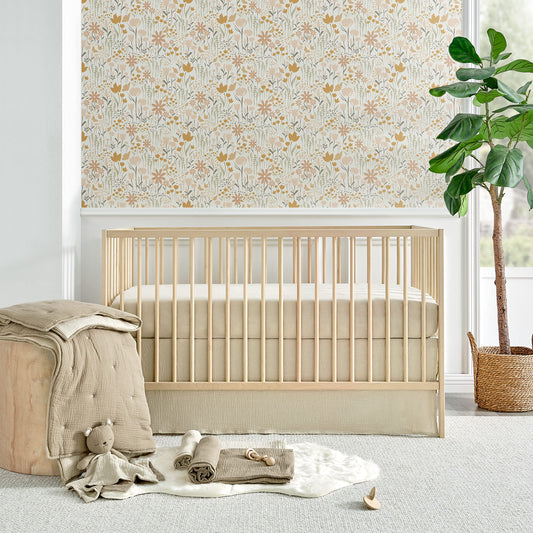 Levtex Baby - Juego de cama de cuna de muselina en la nube - Juego de cuna para bebé, diseño de cacao y estrellas beige, muselina con textura gris, juego de 5 piezas, incluye edredón, sábana bajera,