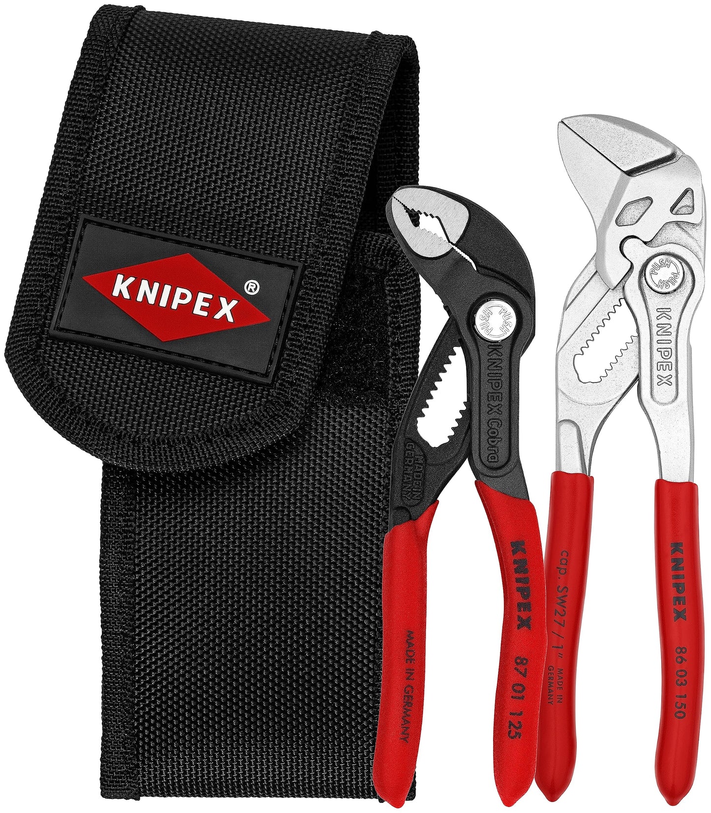 Knipex Tools 00 20 72 V01 Mini Pliers in Belt Pouch, Red, 2-Piece
