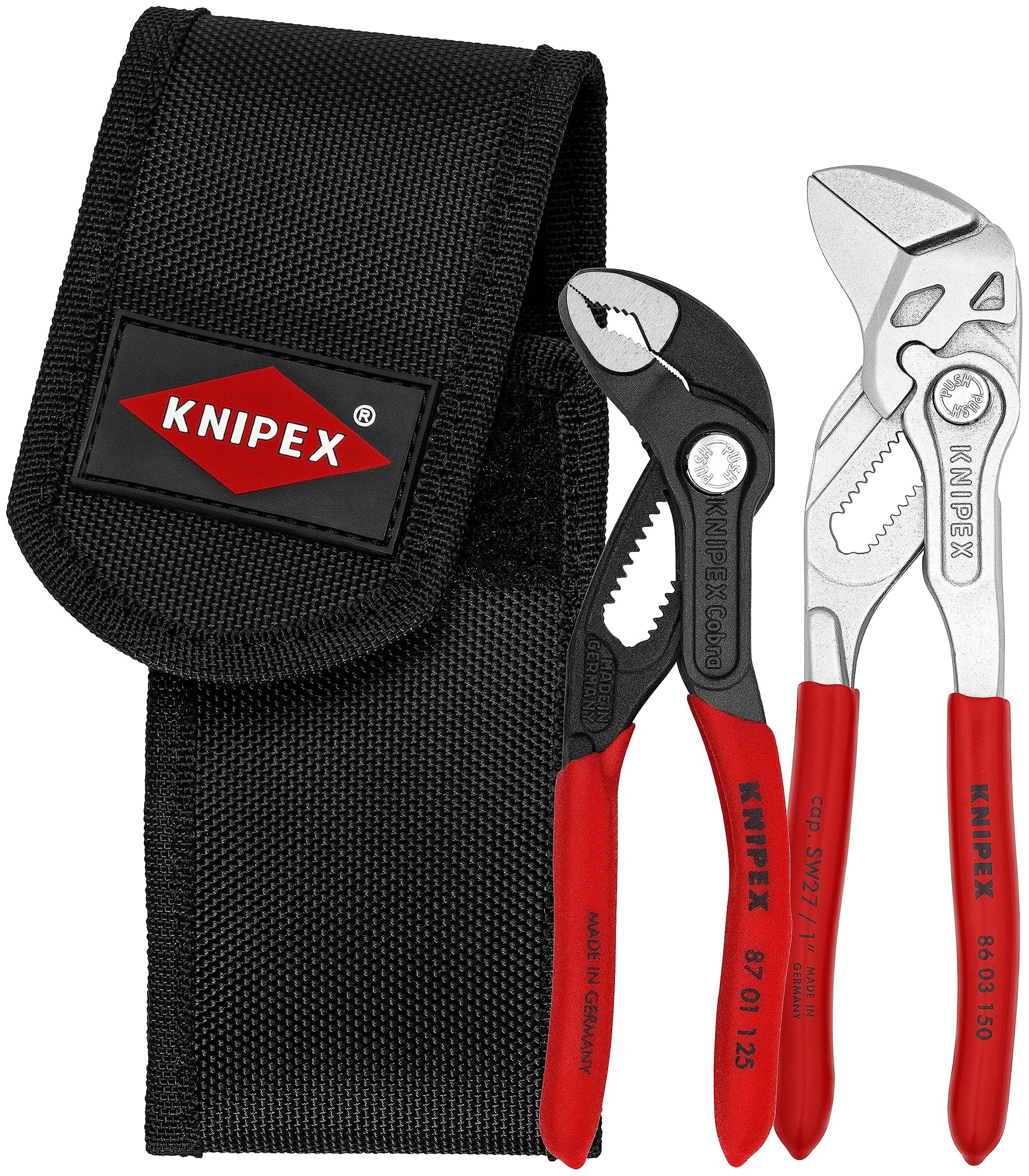 Knipex Tools 00 20 72 V01 Mini Pliers in Belt Pouch, Red, 2-Piece