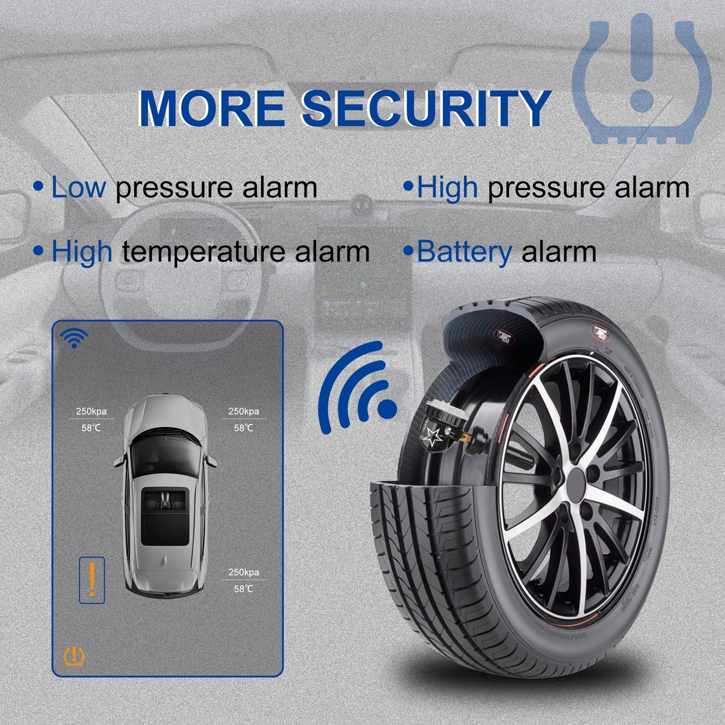 RENECTIV TPMS Sensor, 315MHZ Sistema de monitoreo de presión de neumáticos de repuesto para GM Chevy Buick GMC Pontiac Hummer Saturn OE#13598771 13586335 13581558 13598772 (4 piezas)