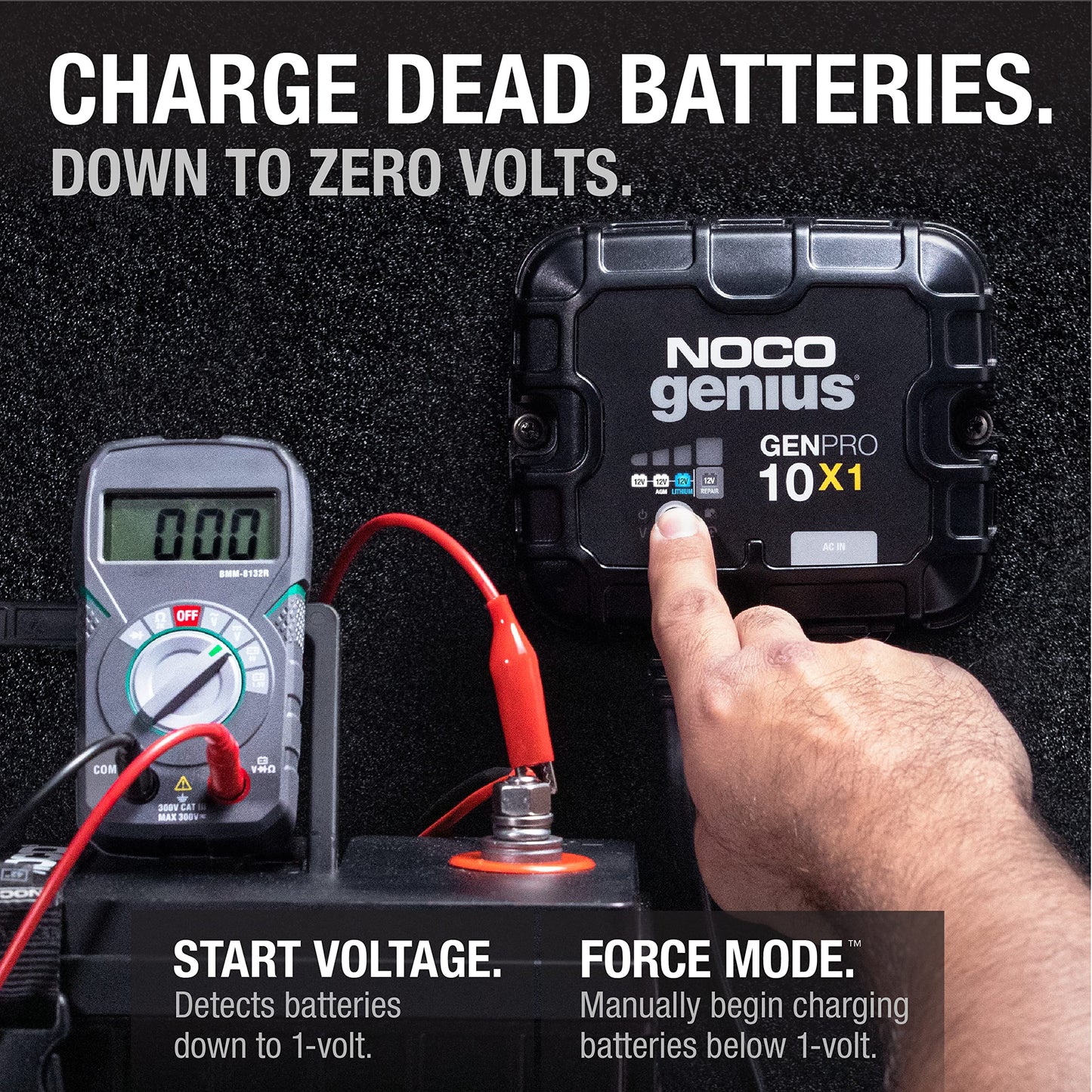 NOCO Genius GENPRO10X1, 1-Bank, 10-Amp (10-Amp per Bank) Fully-Automatic Smart Marine Charger, 12V Onboard Battery Charger, Battery Maintainer and Battery Desulfator with Temperature Compensation
