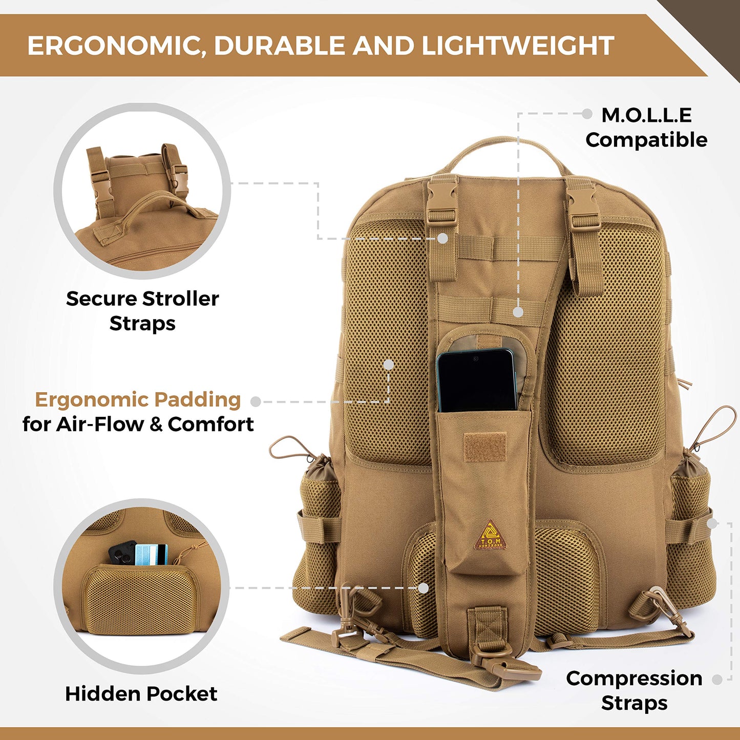 Bolsa de pañales para papá; sistema de cambio de pañales con una sola mano. Cambiador impermeable, bolsas aisladas para botellas. Mochila para pañales para hombre, nueva para otoño de 2020