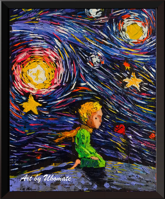 Cartel Lona Uhomate El Príncipe Fox Noche Estrellada Decoración de Pared para Sala de Estar y Cuarto de Bebé