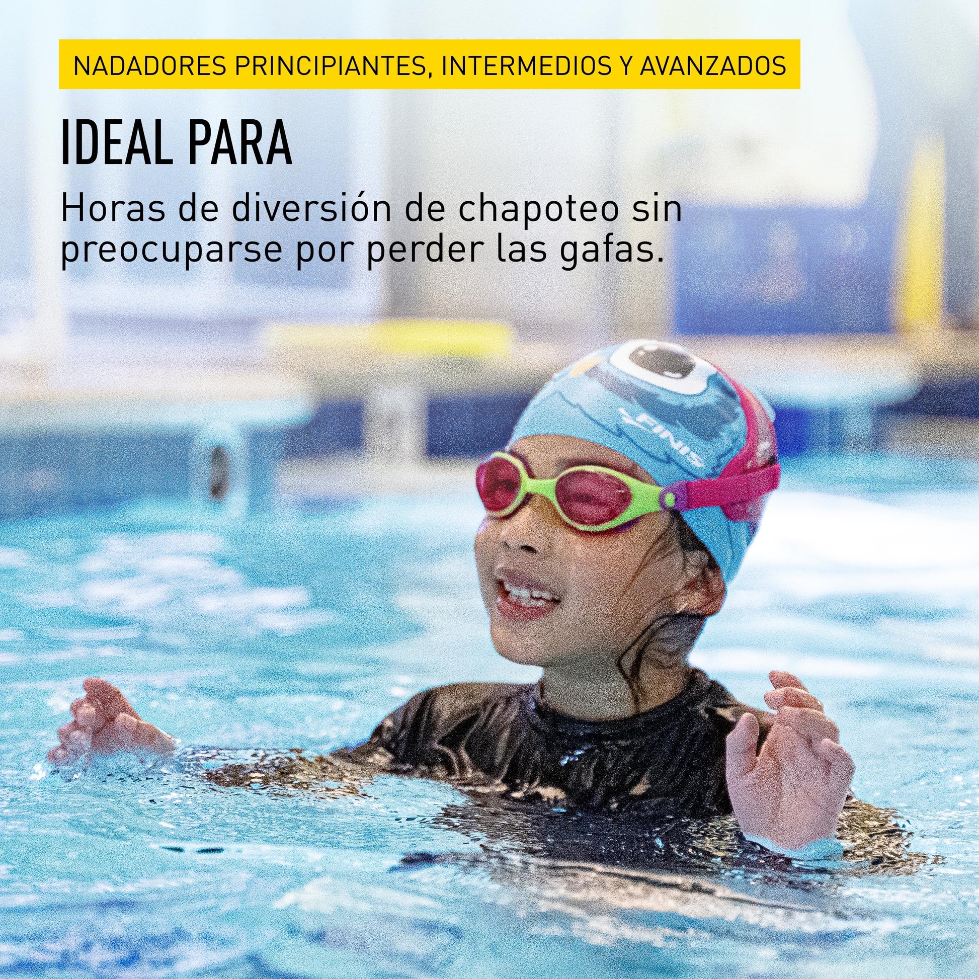 FINIS DragonFly - anteojos de natación para niños, de 3 a 8 años, protección UV, correa de neopreno flotante, ajuste de silicona suave, escamas